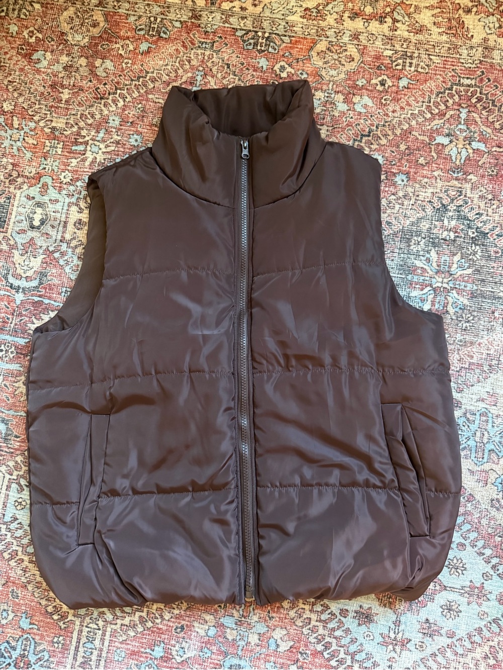 Brown Puffer Vest - Classic Quilted Sleeveless Jacket